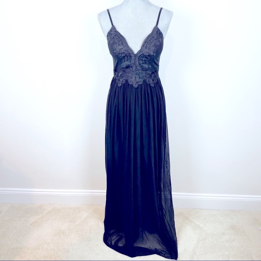 Entry Black Lace Top Maxi Dress Size S